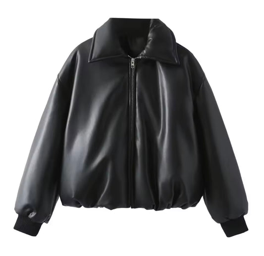 Giacca maxi in pelle