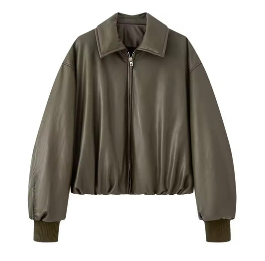 Giacca maxi in pelle